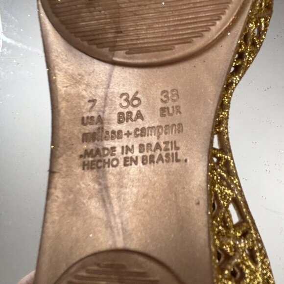 Melissa + Campagna Glittery Gold Ballet Flats - Picture 3 of 4